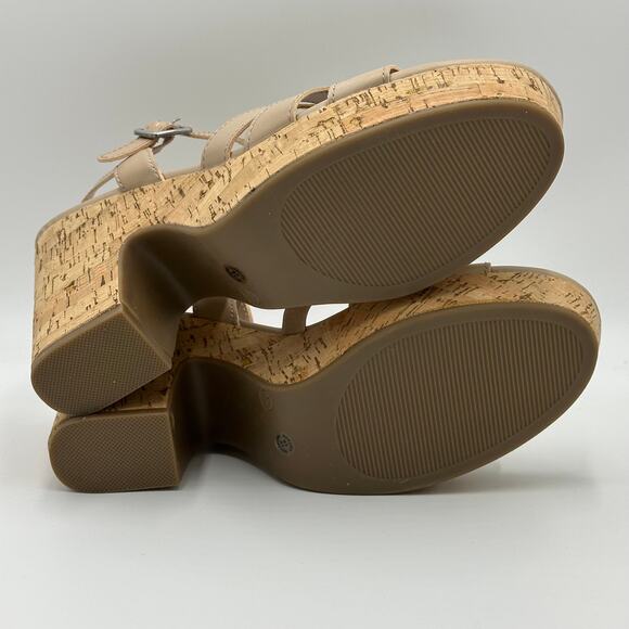 NWT A.N.A. Billie Nude Platform Block Heeled Sandals Buckle Strap Womens Size 11 - Picture 8 of 12